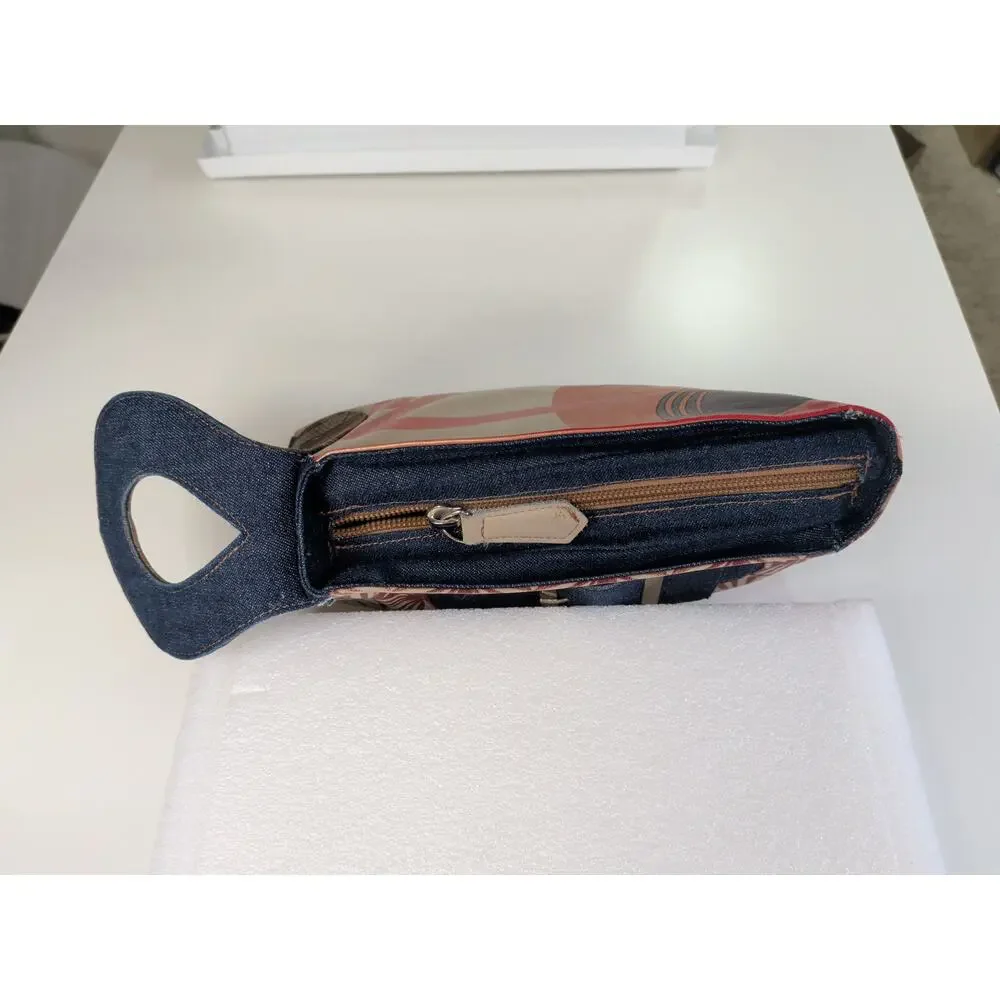 Vintage Y2K Custo Barcelona Graphic Art Leather Denim Handbag